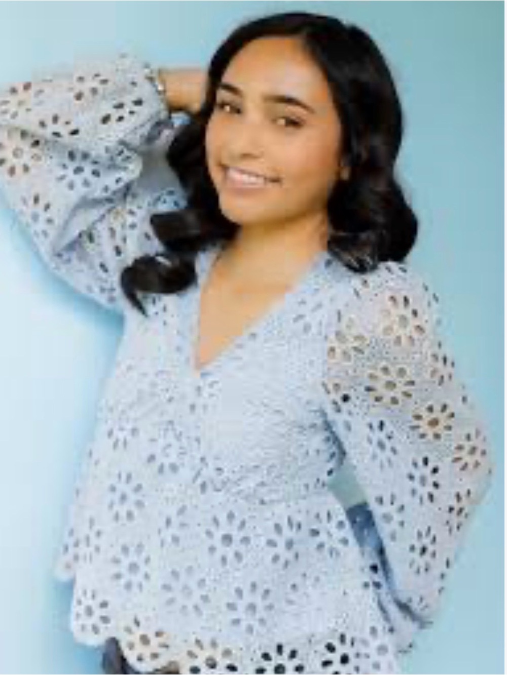 New Altar'd State Light Blue Crochet Peplum Tunic